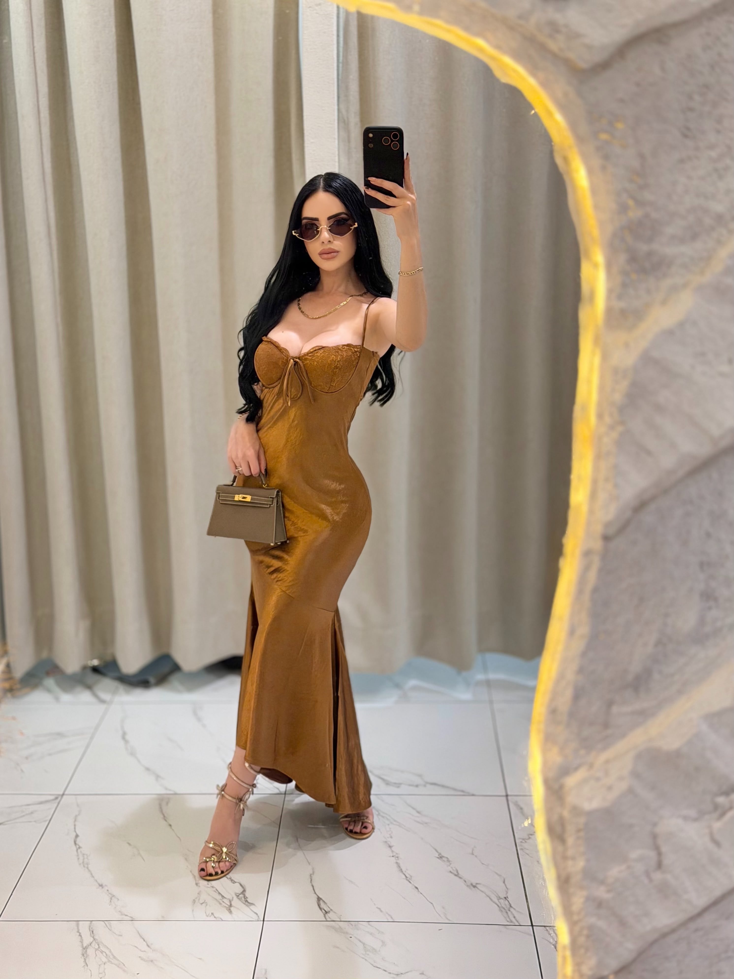 DRESS COGNAC B-1