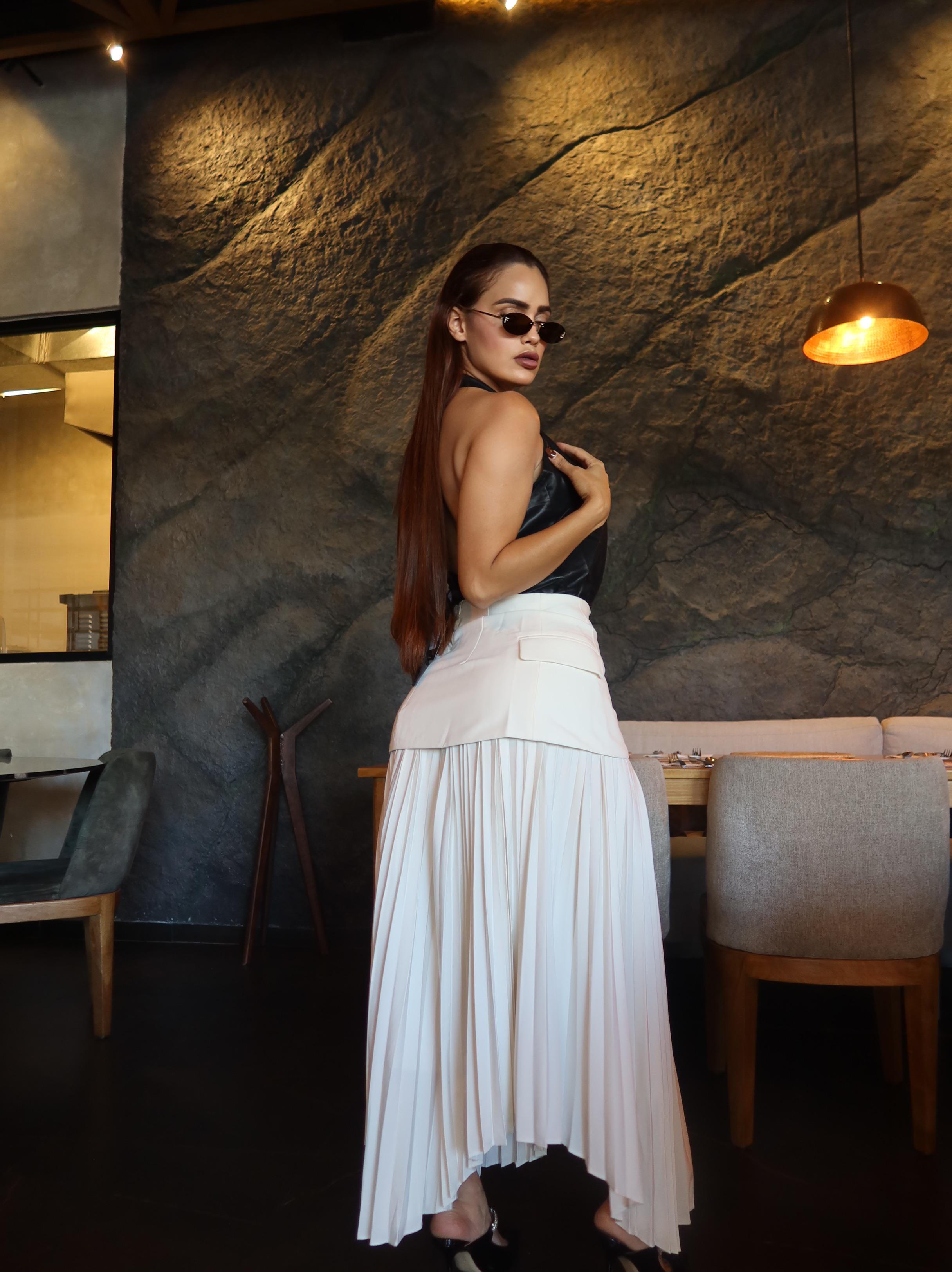 FALDA PLEATED BEIGE