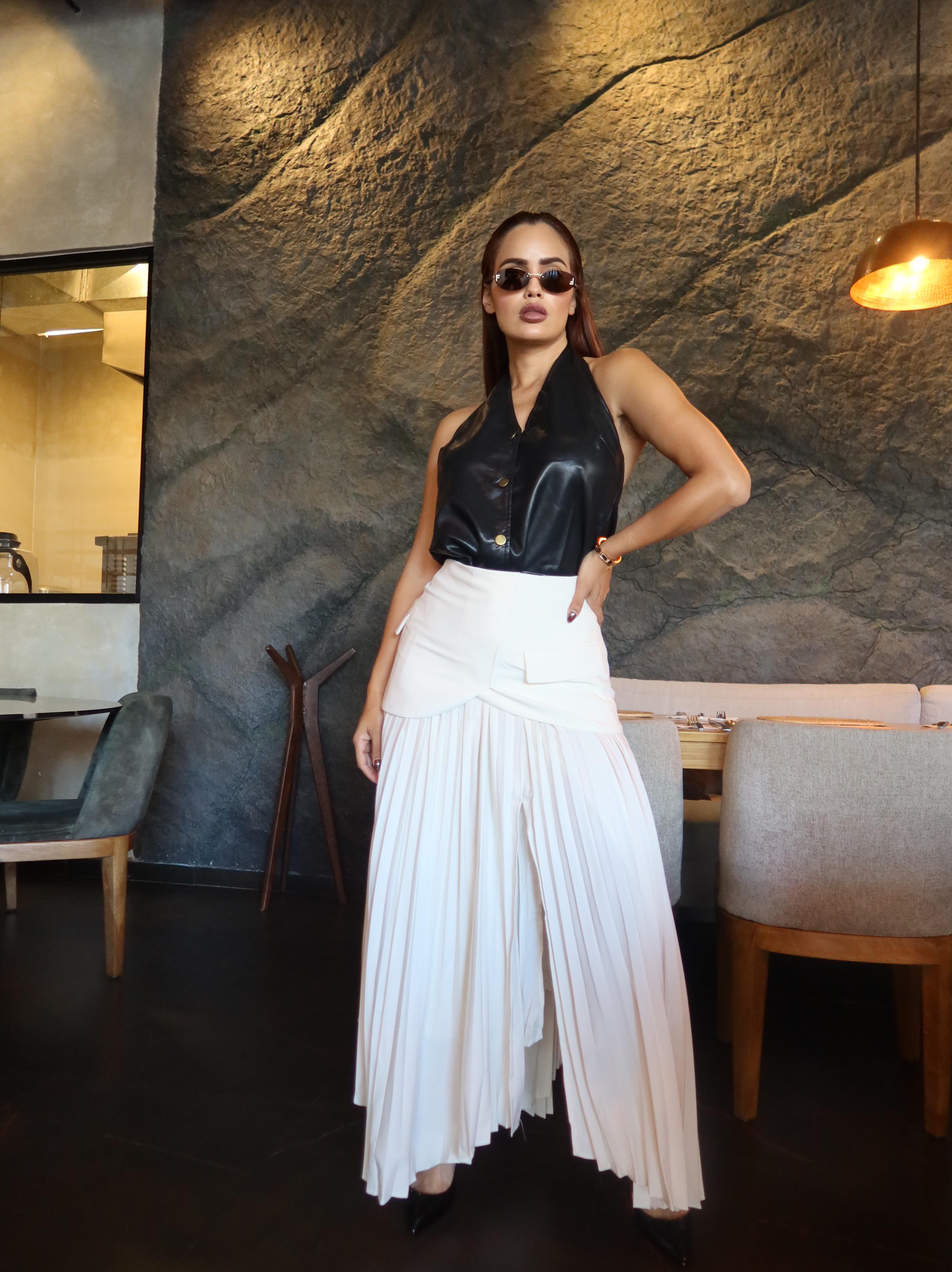 FALDA PLEATED BEIGE