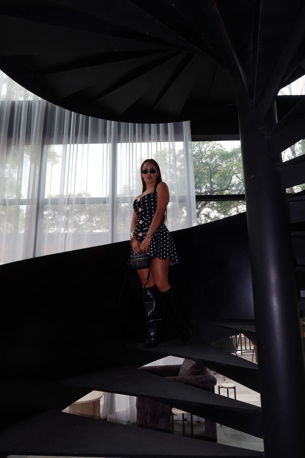 DOTED DRESS BLACK